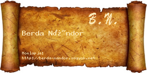 Berda Nándor névjegykártya